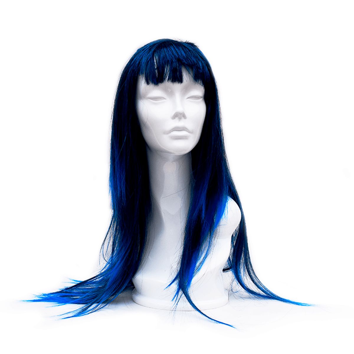 GENERICO - Peluca Larga Recta NA 10575 negro con mechas azul