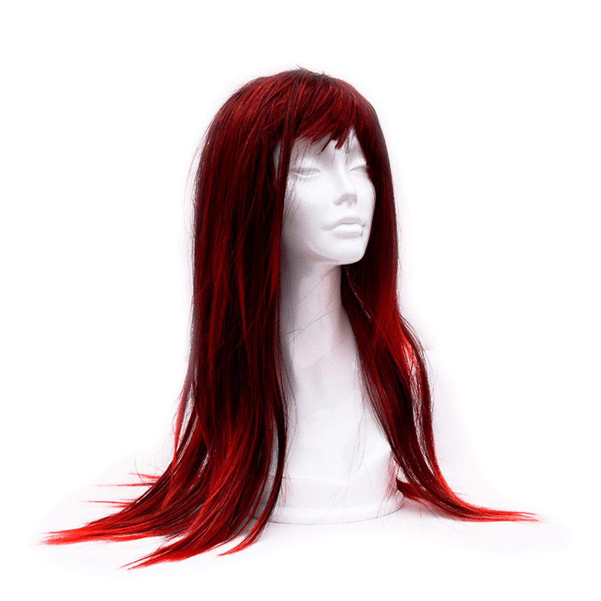 GENERICO - Peluca Larga Recta NA 10575 negro con mechas  Rojo