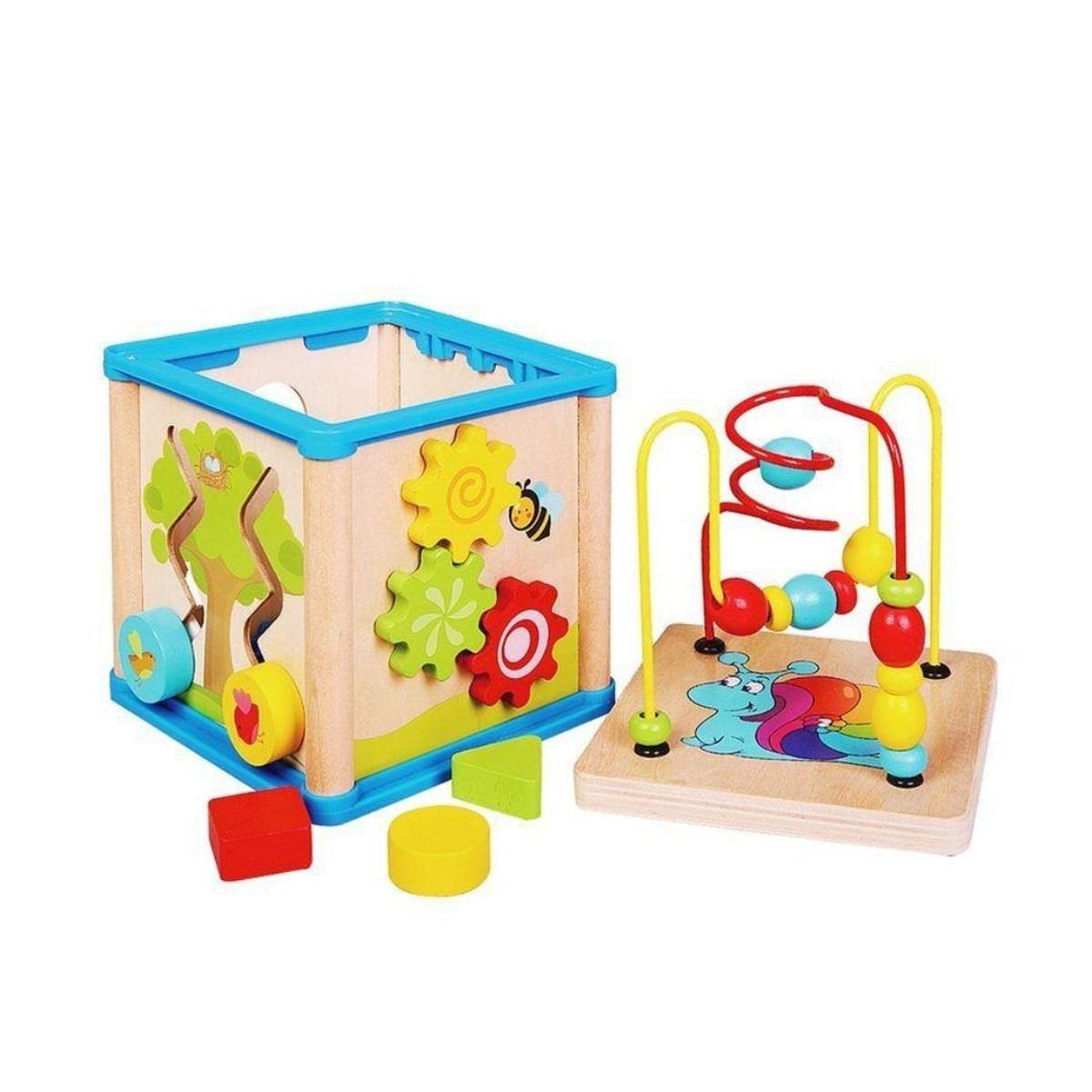 GENERICO - Cubo Actividades Didáctico Madera Multifuncional Montessori