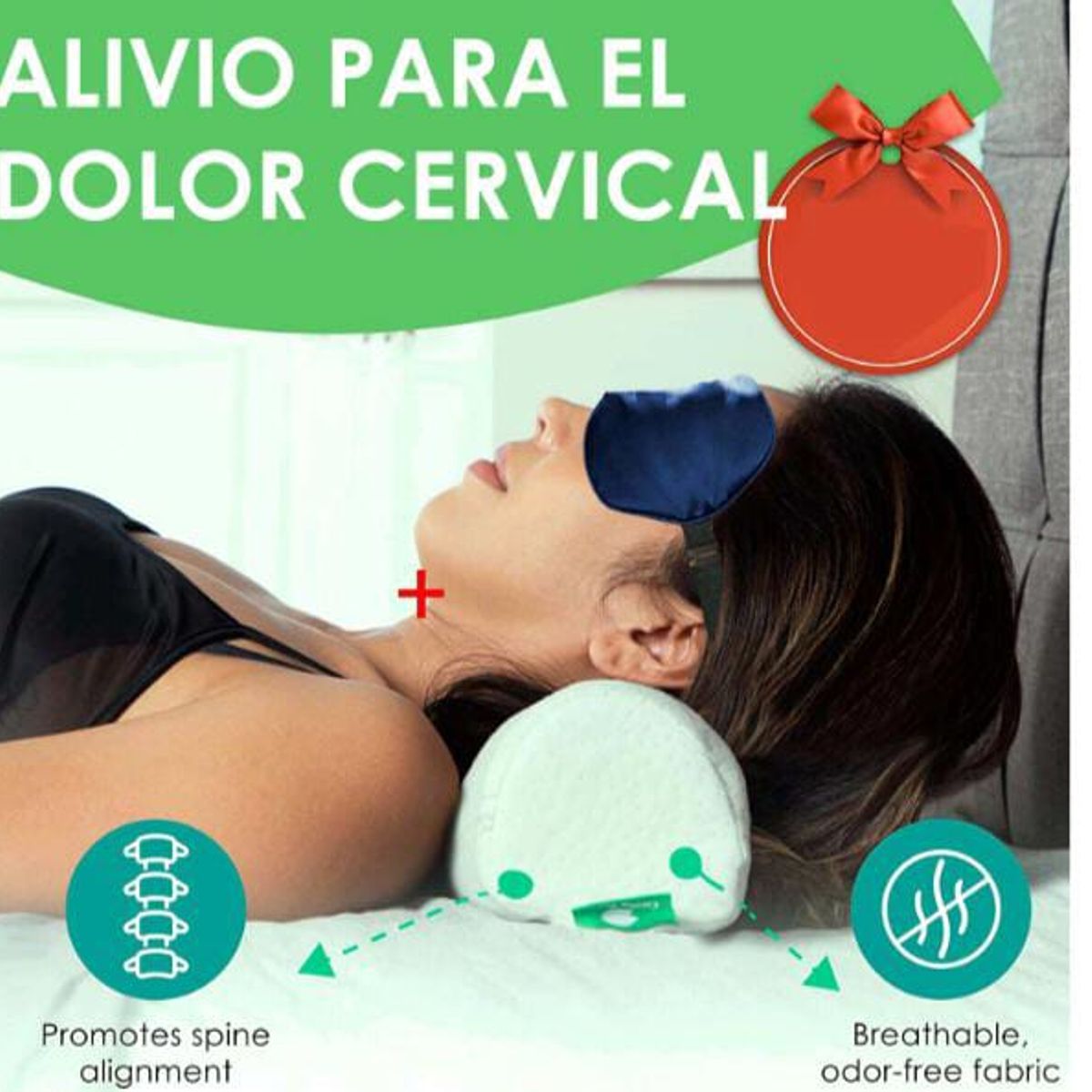 GENERICO - Almohada cervical + Antifaz con gel para relajarse y dormir