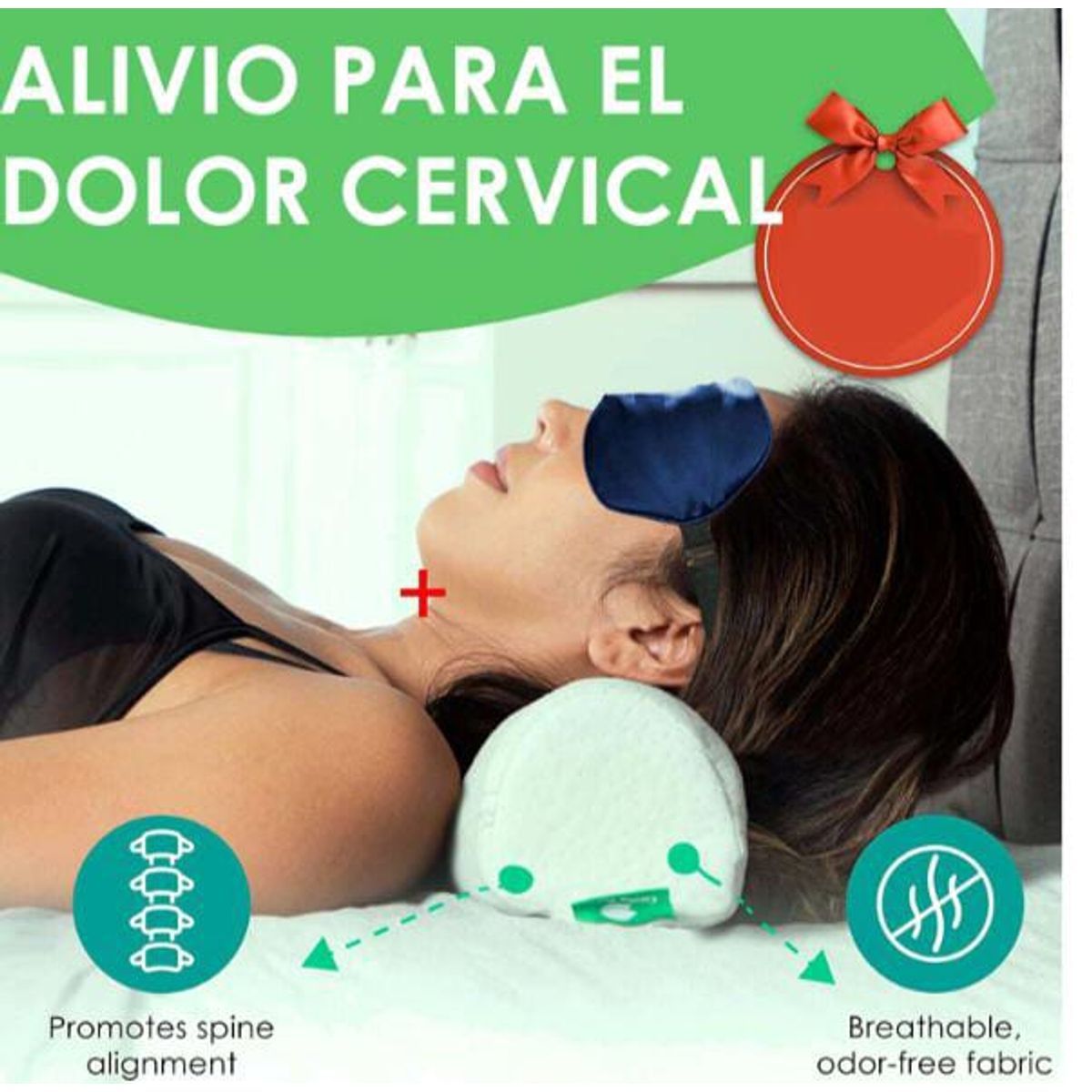 GENERICO - Almohada cervical + Antifaz con gel para relajarse y dormir