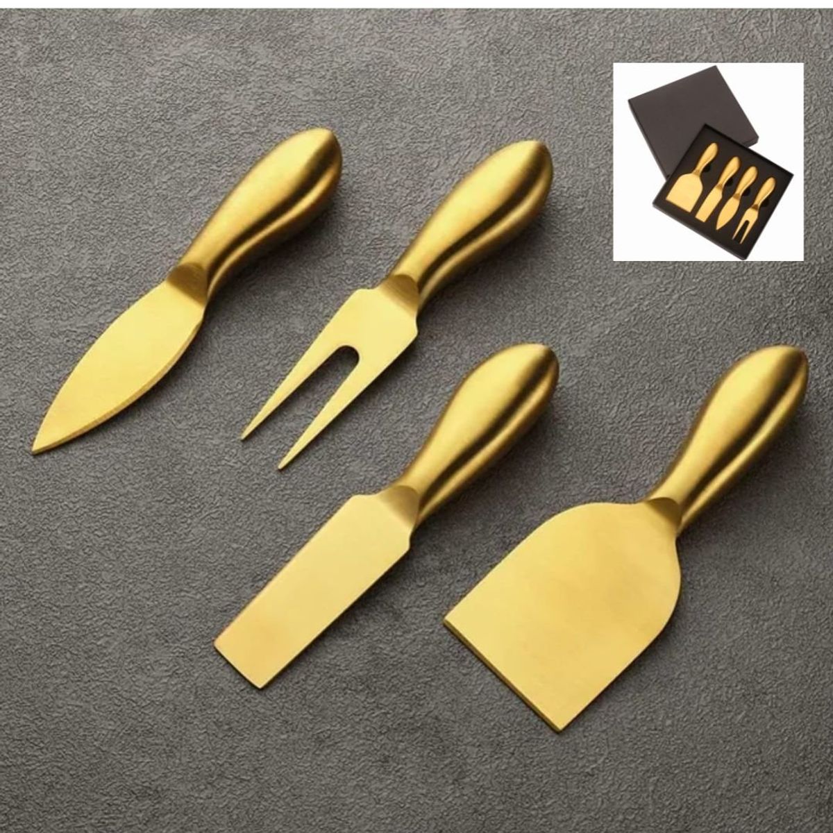 GENERICO - Set 4 Utensilios Golden Para Tablas de Queso & Charcuteria