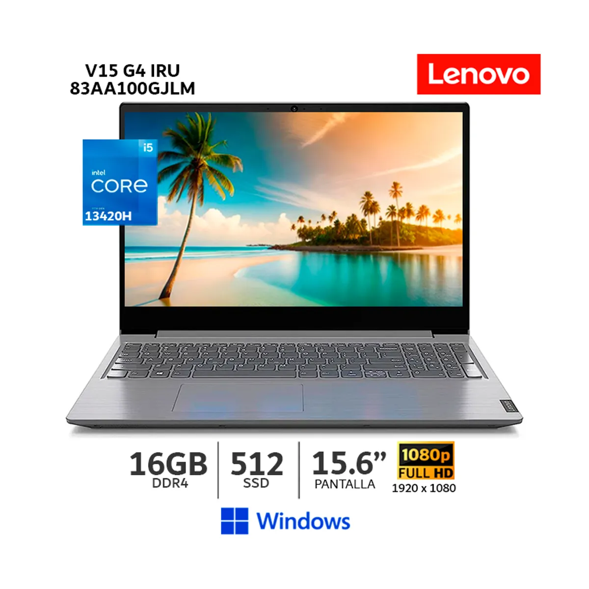 LENOVO - Laptop Lenovo V15 G4 IRU Intel Core i5 13420H, 16Gb Ram, 512Gb SSD, 15.6 FHD, Windows, 83A100GJLM