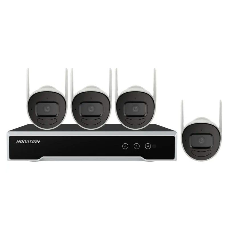 HIKVISION - Kit de Monitoreo HIKVISION 1 NVR Wi-Fi de 4 Canales + 4 Cámaras Wi-Fi de 2 MP