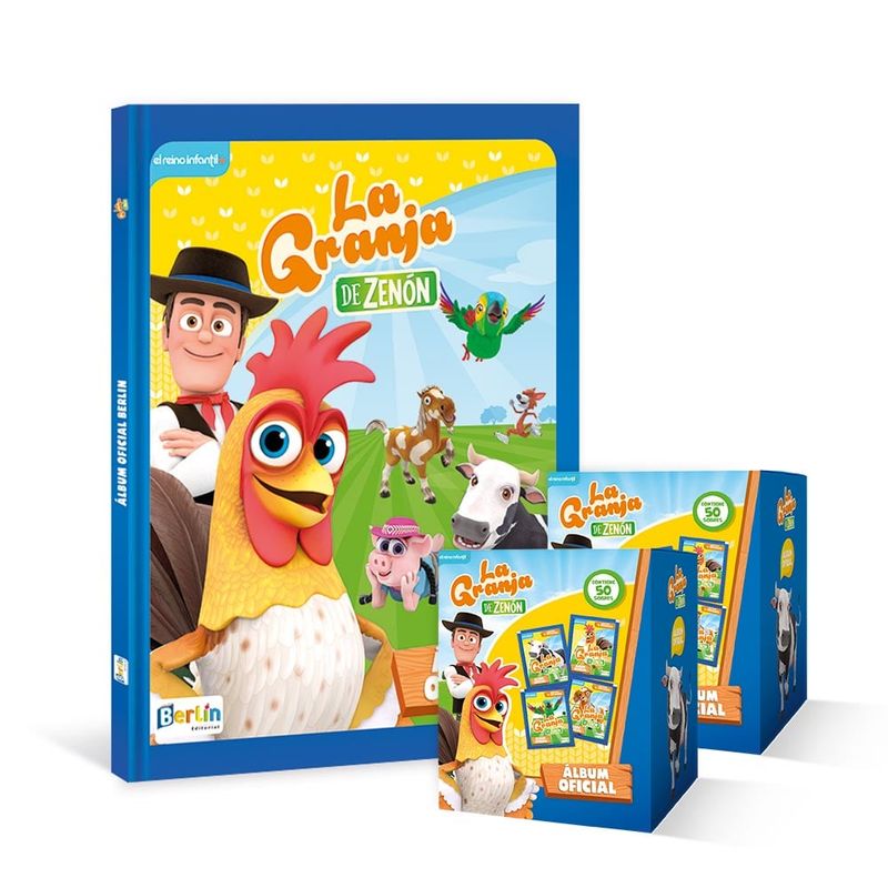 EDITORIAL BERLIN - La Granja de Zenon, 1 album tapa DURA + 2  PAQUETONES (100 sobres)