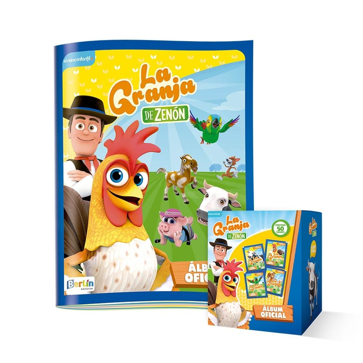 EDITORIAL BERLIN - La Granja de Zenon, 1 album tapa BLANDA + 1  PAQUETON (50 sobres)