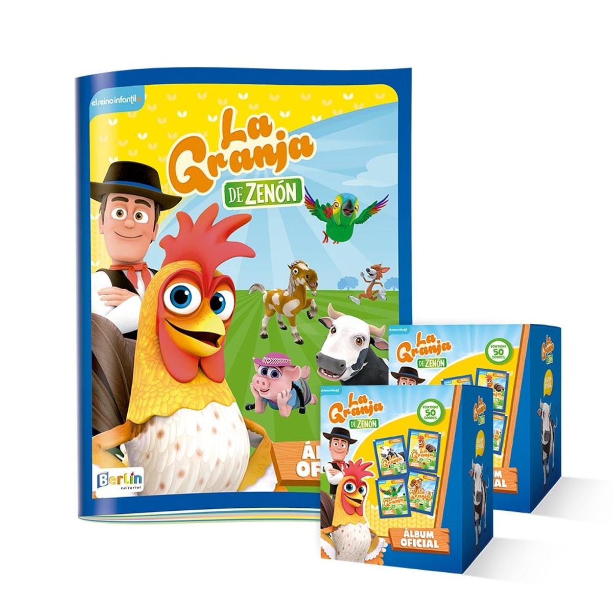 EDITORIAL BERLIN - La Granja de Zenon, 1 album tapa BLANDA + 2  PAQUETONES (100 sobres)