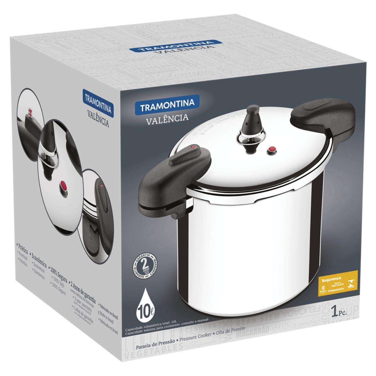 TRAMONTINA - Olla de Presión Tramontina Valência en Aluminio Pulido 24 cm 10 L