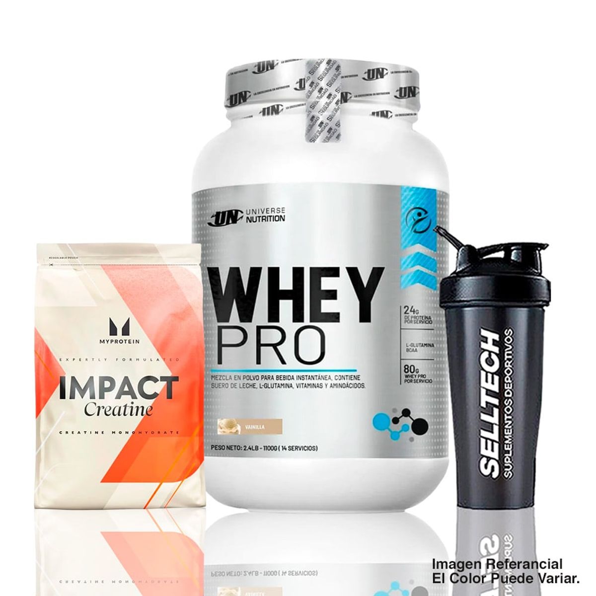 UNIVERSE NUTRITION - Whey Pro 1.1 kg Vainilla+Creatina Myprotein 250gr+Shaker