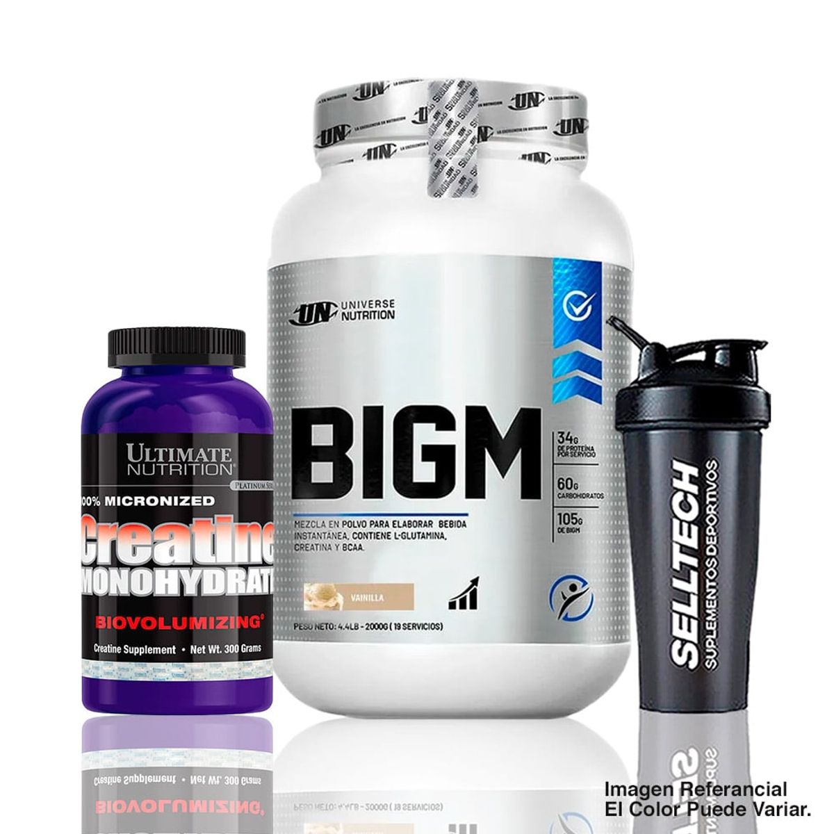 UNIVERSE NUTRITION - Proteína UN Bigm 2 kg Vainilla+Creatina Ultimate Nutrition 300gr+Shaker