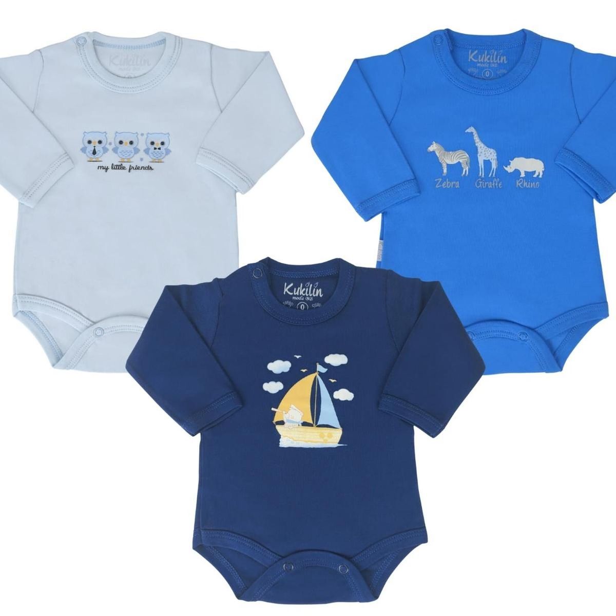 GENERICO - Set 3 Bodys Manga larga 100% algodón - M02