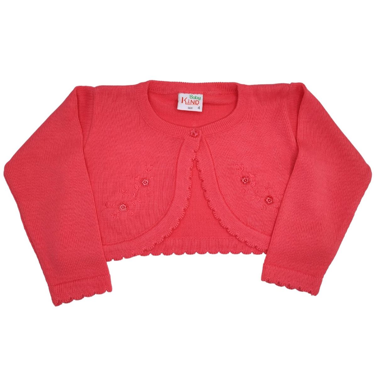 GENERICO - Bolero Bebe - Hilo Algodón - Florecita - Coral