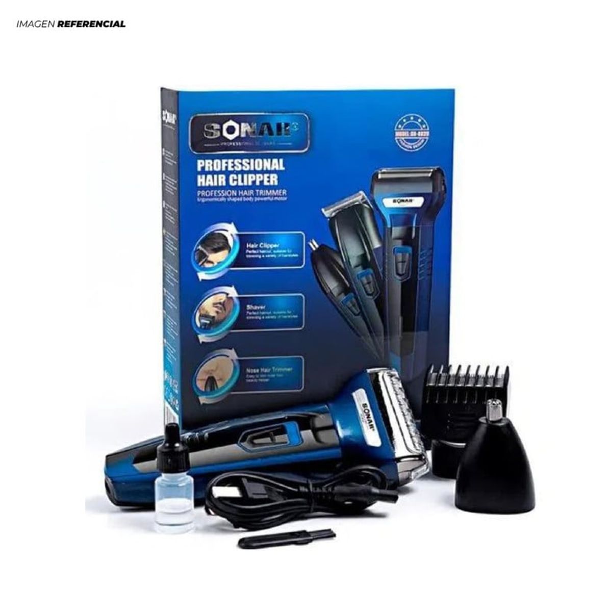 SONAR - Máquina Afeitadora Sonar 3 en 1 Cabezal Intercambiable Inalámbrica