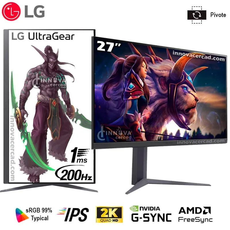 LG - Monitor LG UltraGear 27GS75Q-B 27 2K QHD IPS 200HZ 1MS HDR G-Sync