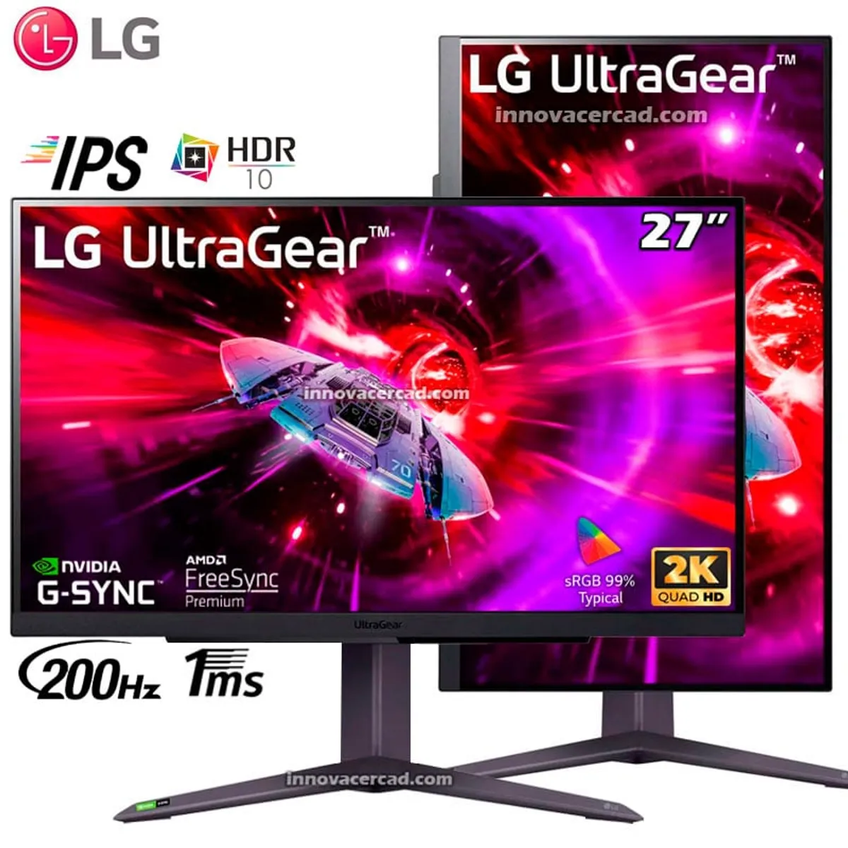 LG - Monitor LG UltraGear 27GS75Q-B 27 2K QHD IPS 200HZ 1MS HDR G-Sync
