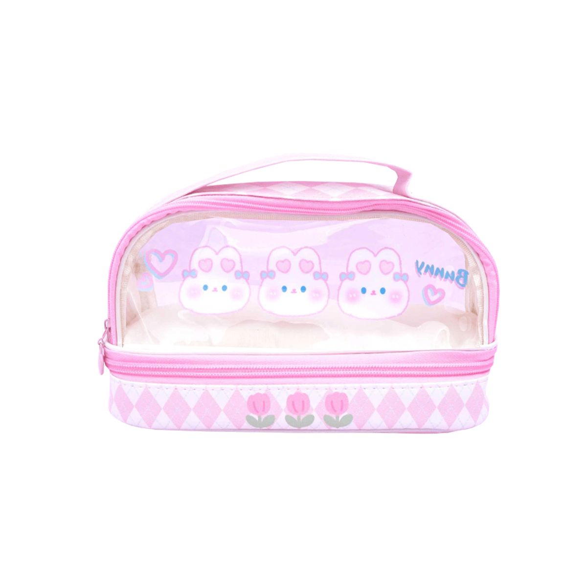 GENERICO - Cartuchera Neceser doble cierre Pink Lucky Rabbit Love