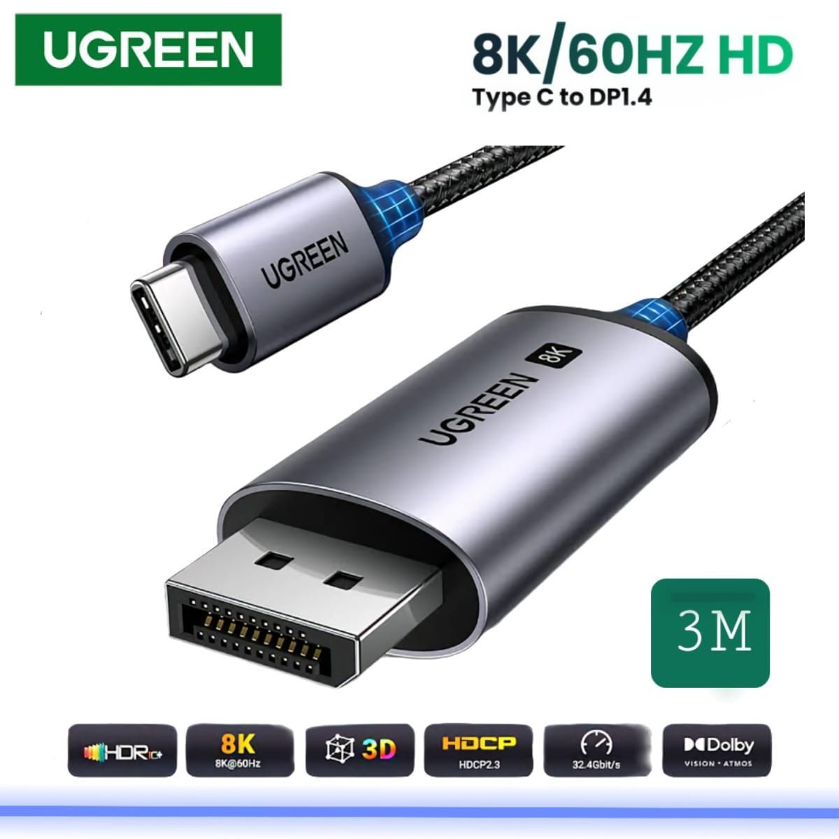 UGREEN - CABLE TIPO C A DISPLAY PORT 2 MTS 8K 60HZ UGREEN 25158