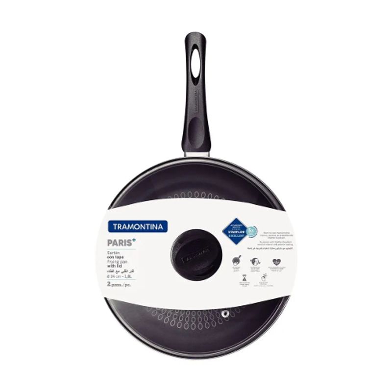 TRAMONTINA - Sartén Antiadh Negro Recta CTapa Paris 24