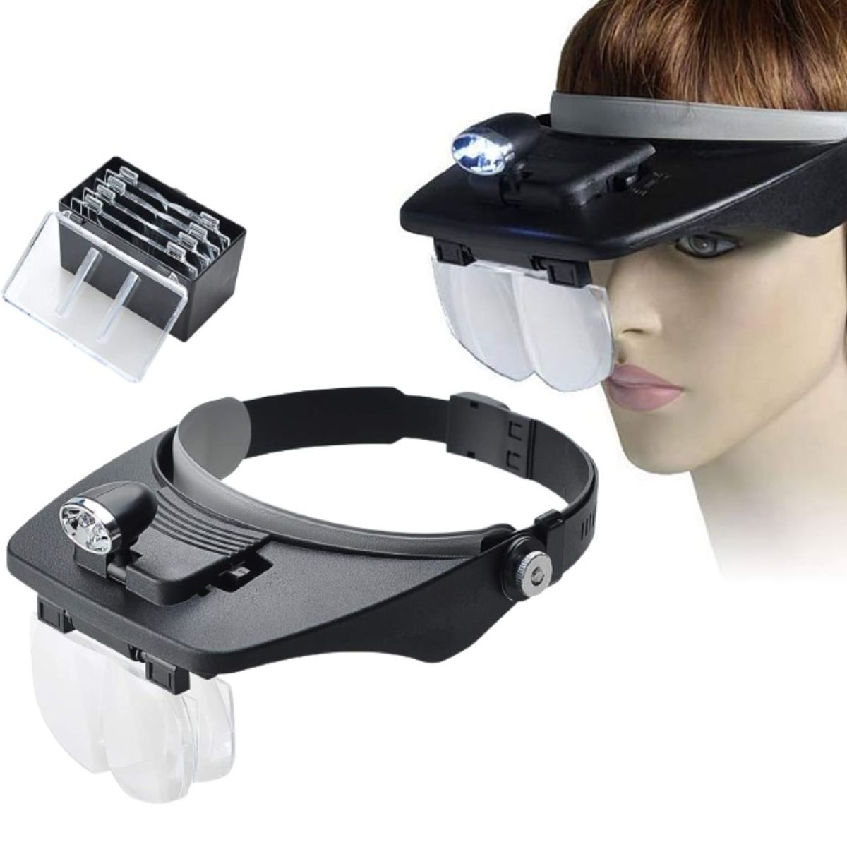 GENERICO - Lupa De Cabeza Con Luz Led Con Medidas Intercambiables