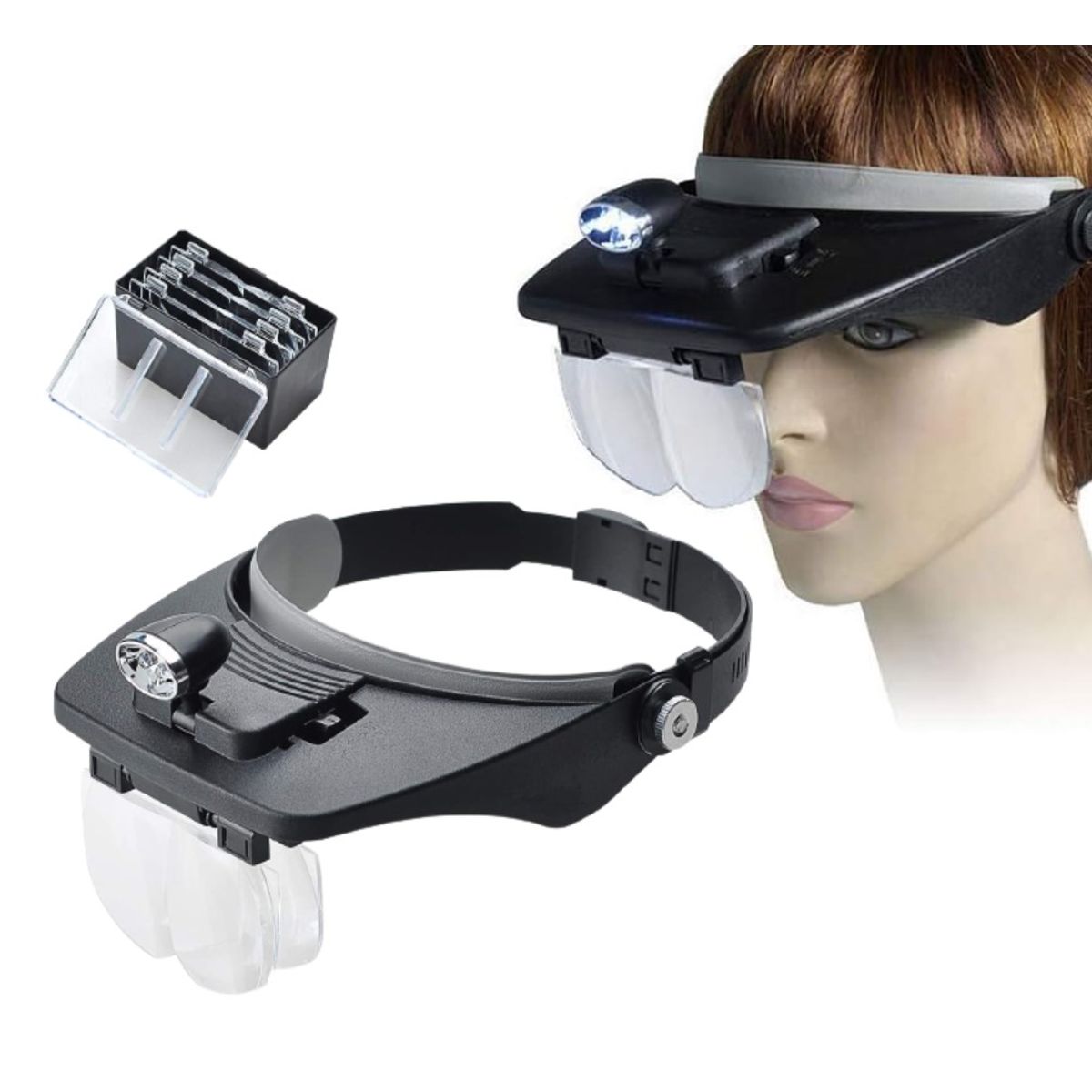 GENERICO - Lupa De Cabeza Con Luz Led Con Medidas Intercambiables