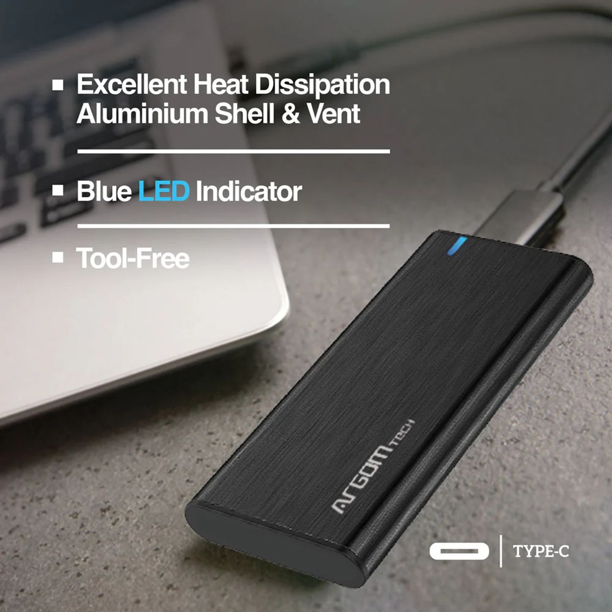 ARGOMTECH - CASE SSD M2 NVME PCI-E CON TIPO-C