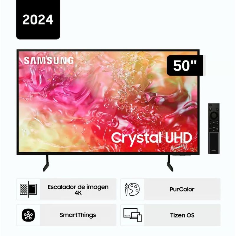 SAMSUNG - Televisor Samsung LED 50'' Crystal UHD 4K 50DU7000 Tizen OS Smart TV - Nuevo 2024