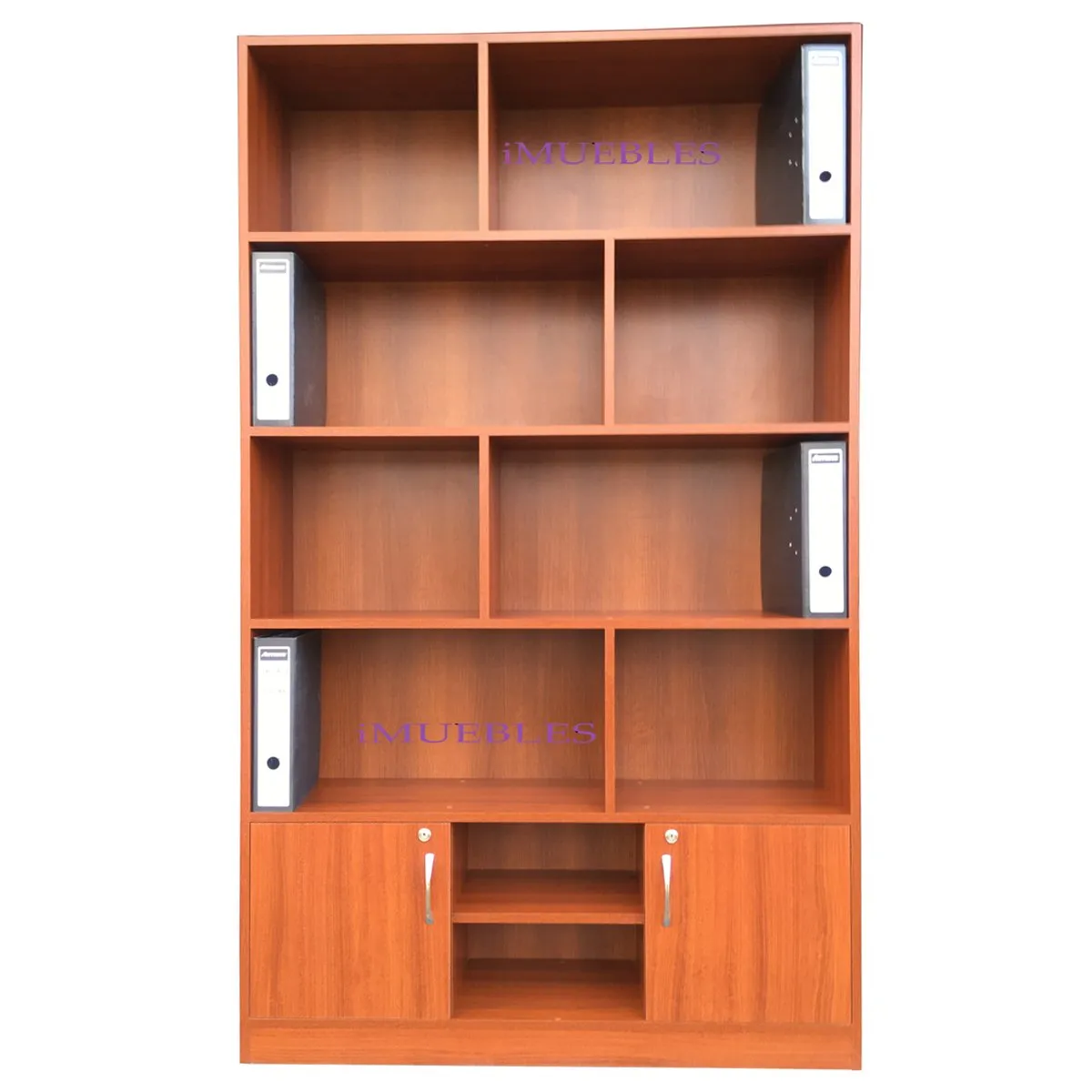 TEMEL - Estante para oficina Biblioteca grande color Cedro en melamina de 18MM