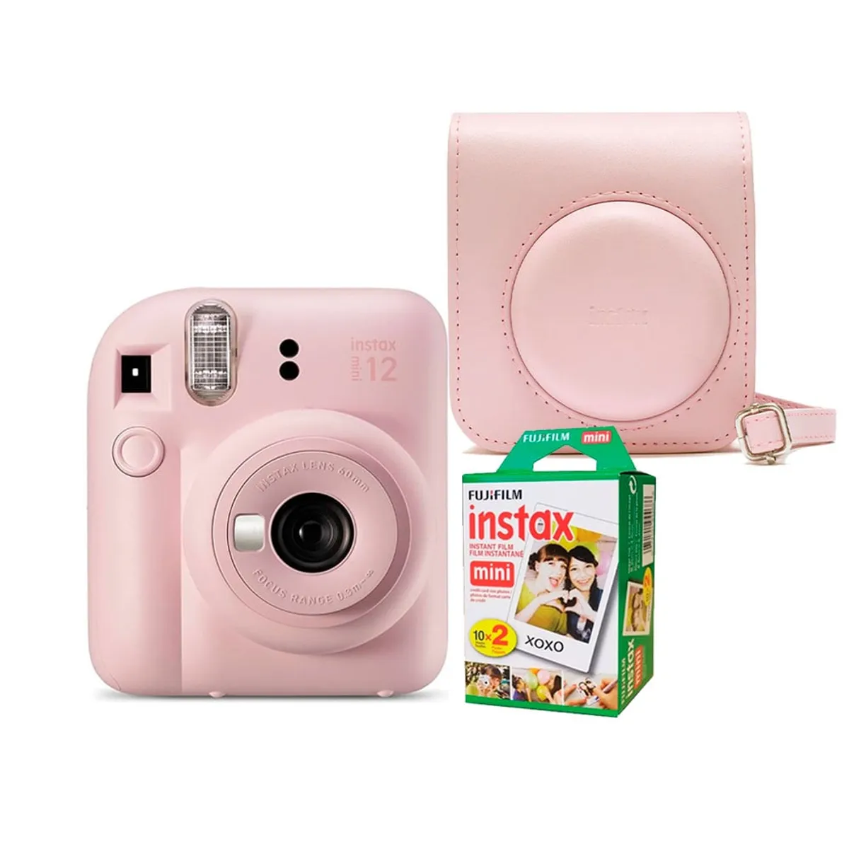 FUJIFILM - Camara Fujifilm Instax Mini 12 Rosado+Estuche12+Peliculax20