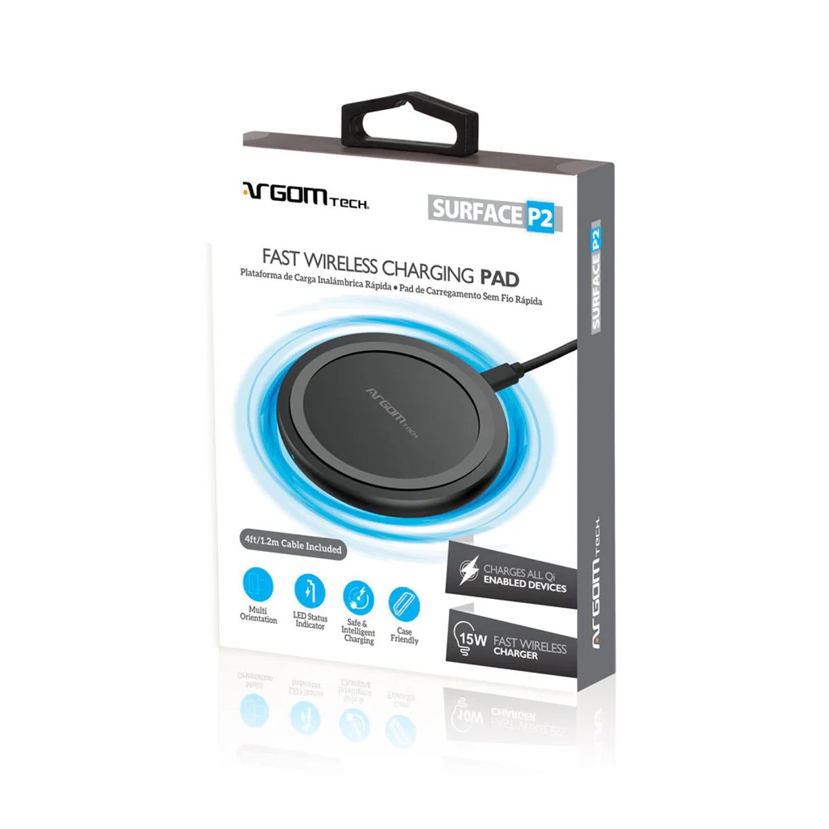 ARGOMTECH - PLATAFORMA DE CARGA INALÁMBRICA RÁPIDA DE 15 W SURFACE P2