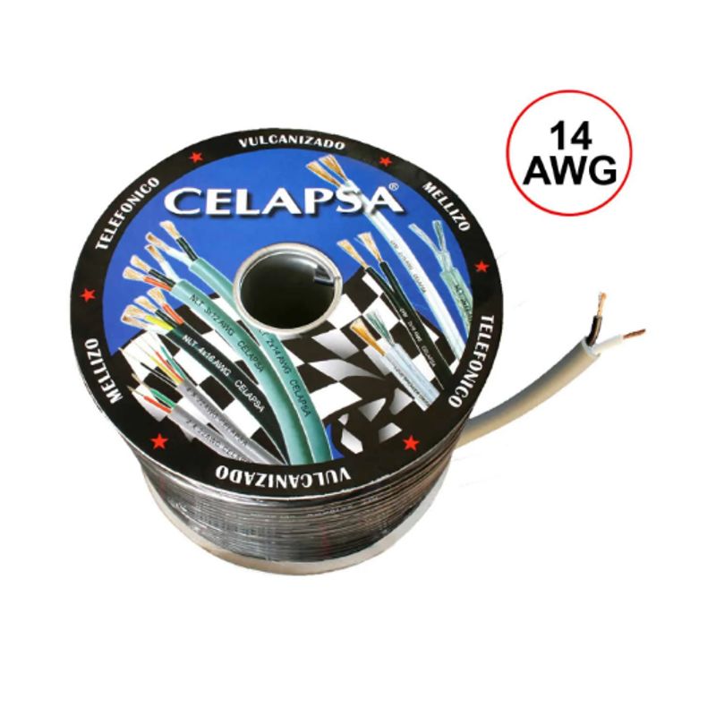 GENERICO - Cable Vulcanizado Flexible Bipolar 14 AWG 2X14V-F CELAPSA x Rollo