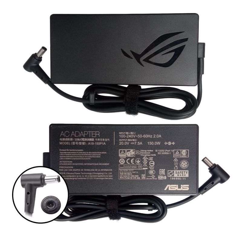 ASUS - Cargador Asus Gamer Rog  20v 7.5a  / 150w  / 6.0 * 3.7 mm  Pin Central