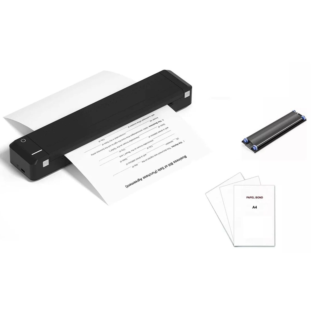 JPSYSTEMS - Impresora portátil transferencia USB Bluetooth imprime en hoja bond A4 TD810 + 1 ribbon + cobertor