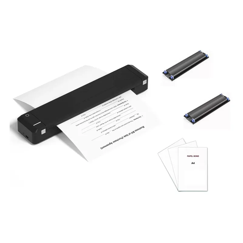 JPSYSTEMS - Impresora portátil transferencia USB Bluetooth imprime en hoja bond A4