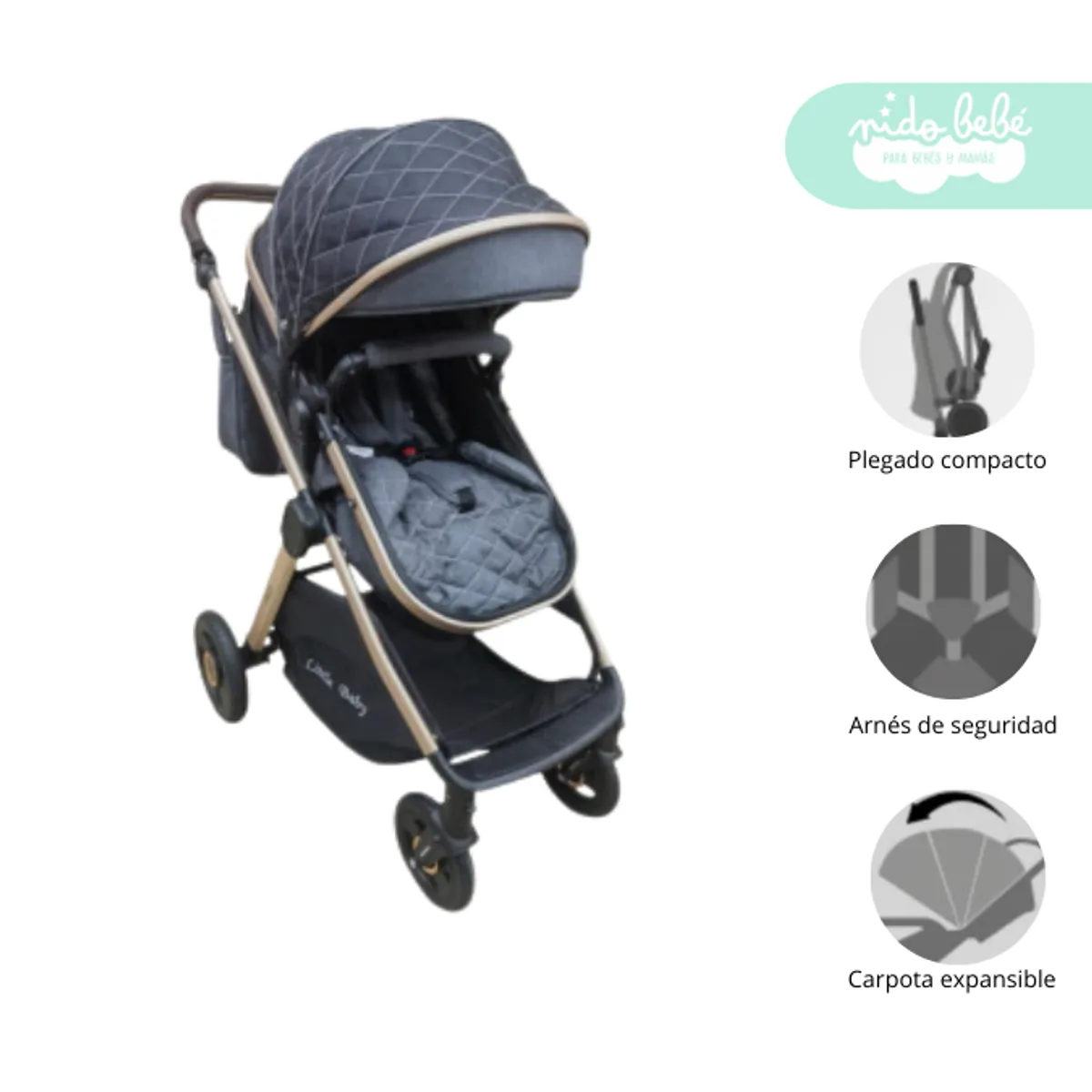 GENERICO - Coche Moises de bebe Tokio Dark