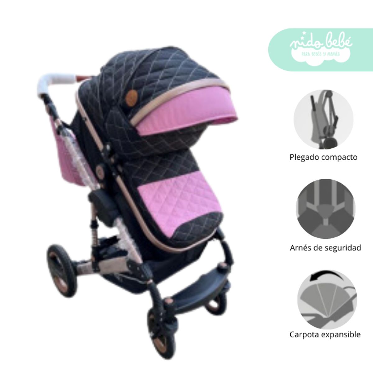 GENERICO - Coche Moises de bebe Denver Baby Rosado