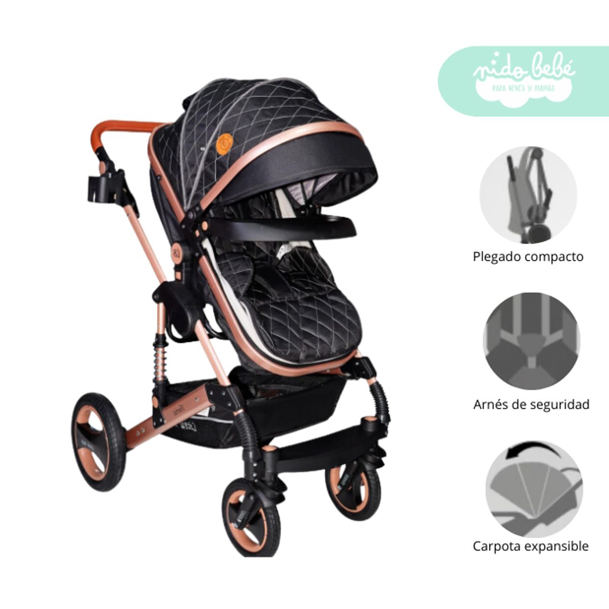 GENERICO - Coche Moises de bebe Denver Baby Negro