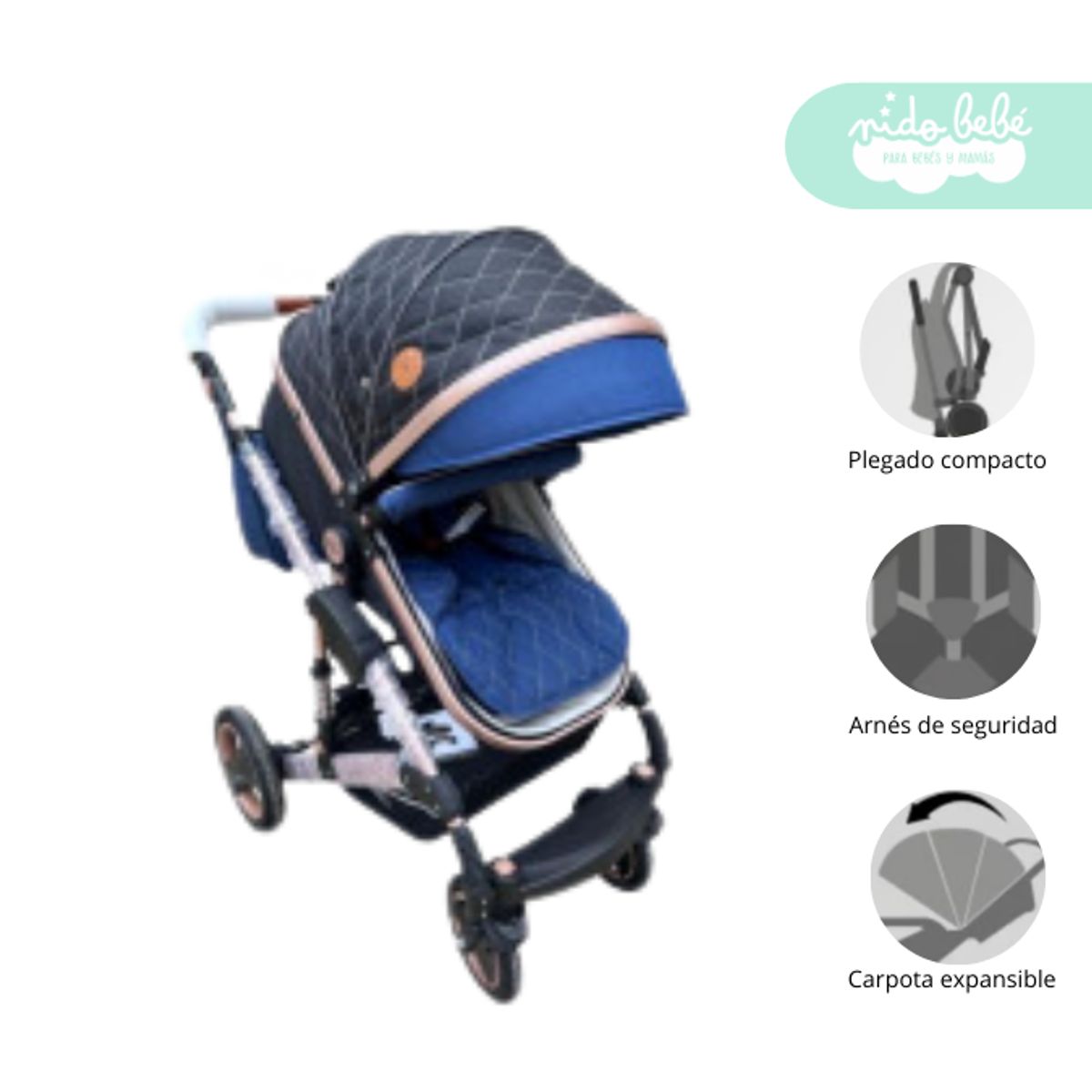 GENERICO - Coche Moises de bebe Denver Baby Azul