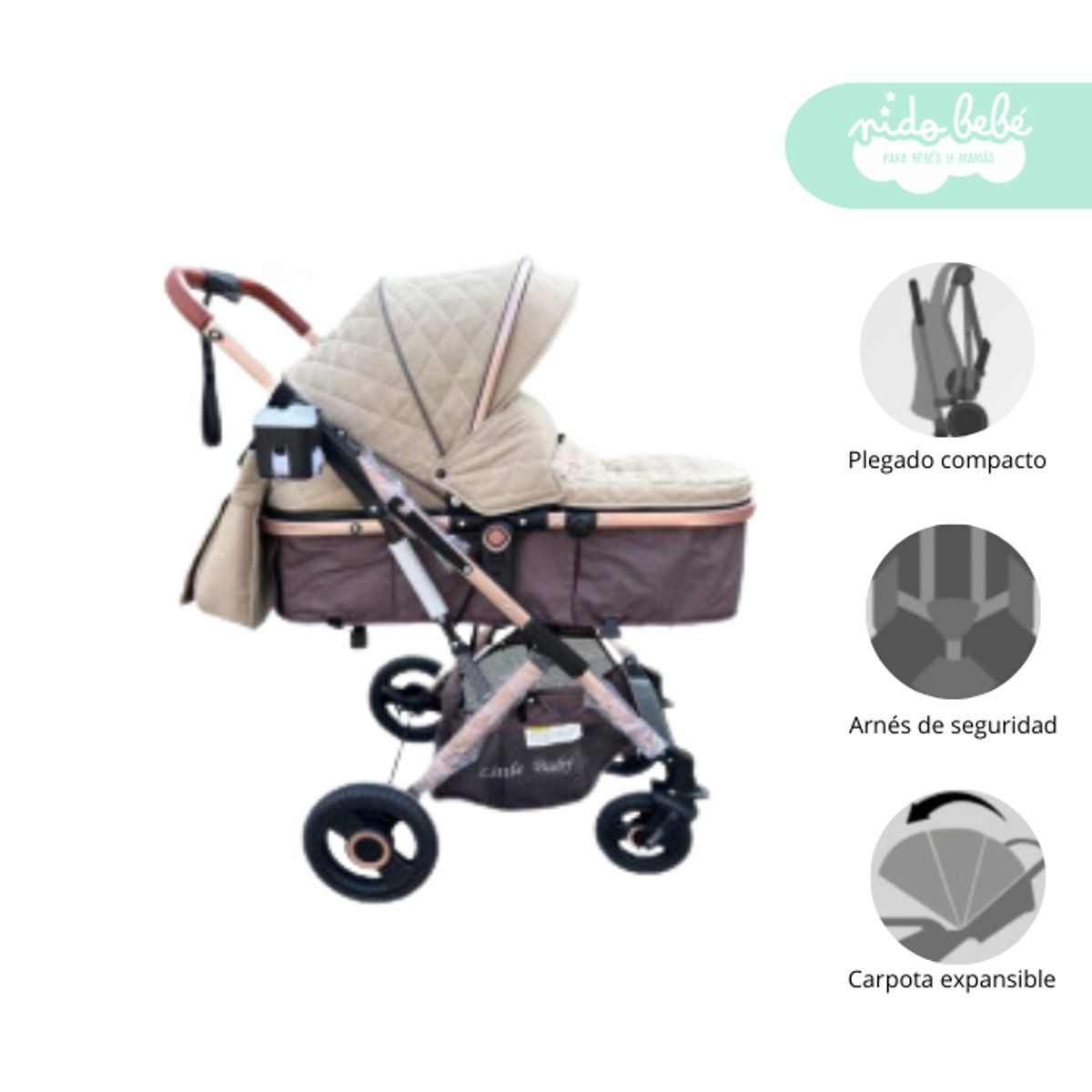 GENERICO - Coche Moises de bebe Denver Baby Beige
