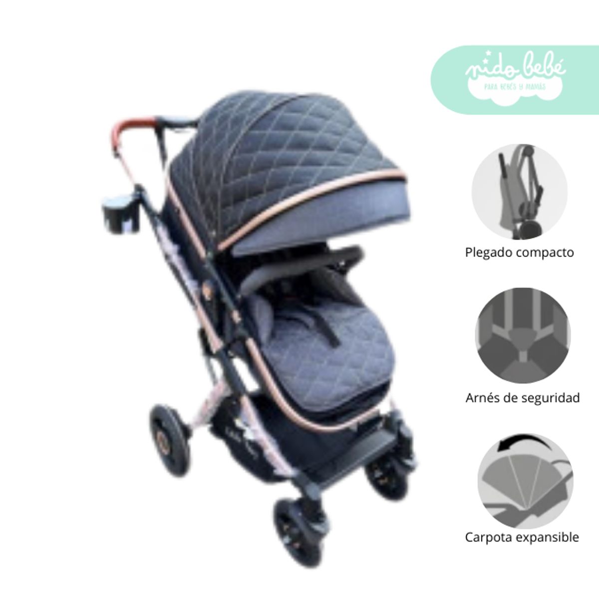 GENERICO - Coche Moises de bebe Estocolmo Baby Azul