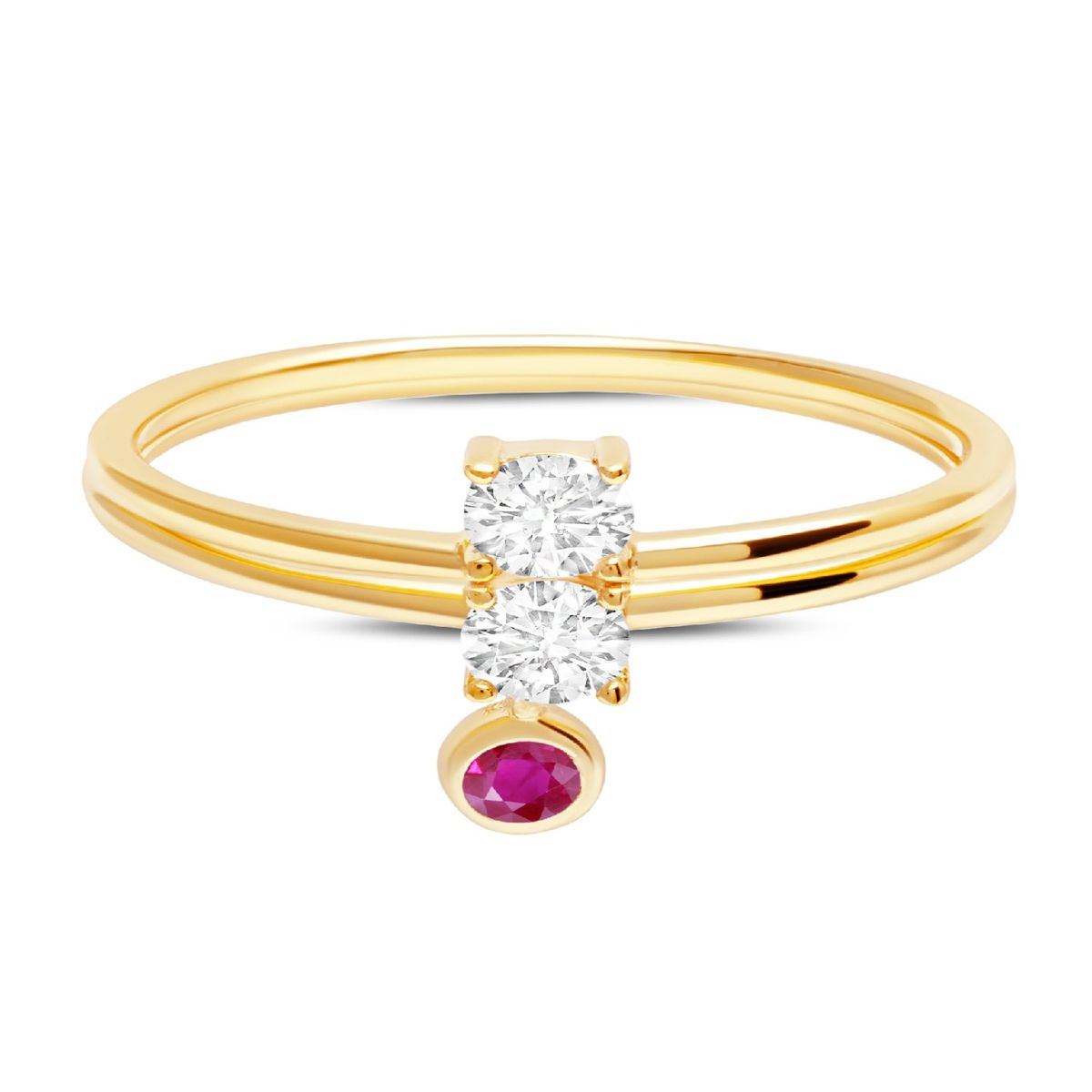 CRISLU - Anillos con dijes de rubí de dos puntas - C de CRISLU