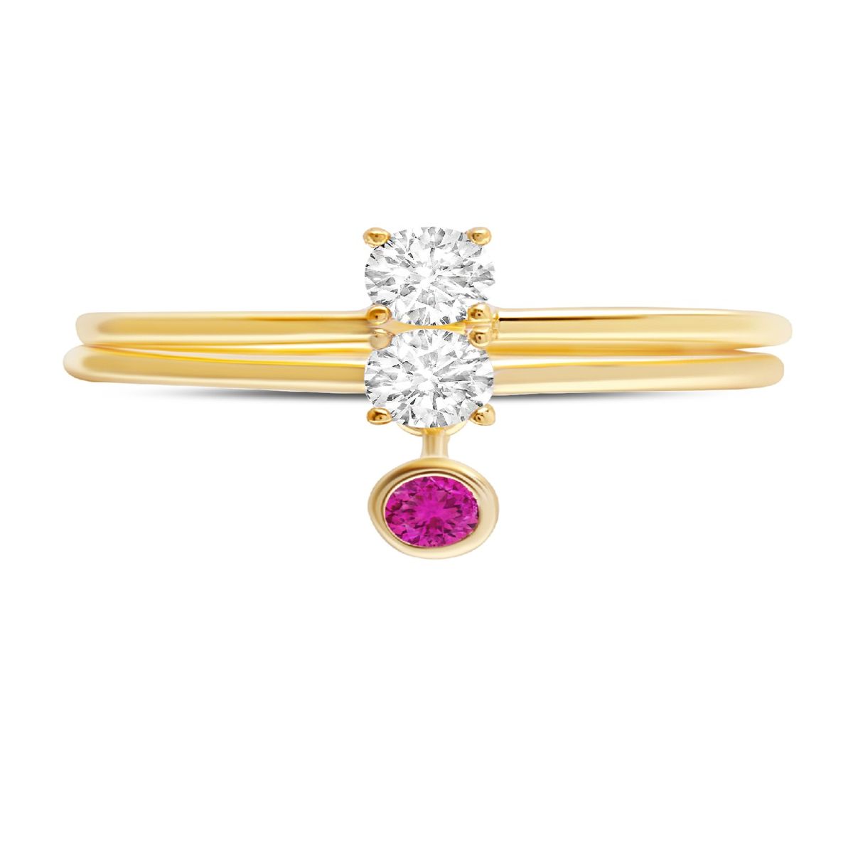 CRISLU - Anillos con dijes de rubí de dos puntas - C de CRISLU