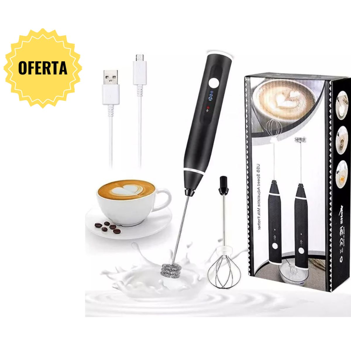 GENERICO - Batidora de leche eléctrica inalámbrica