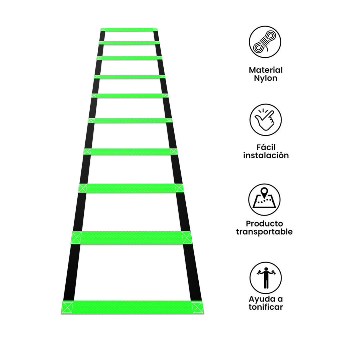 GENERICO - ESCALERA PARA AGILIDAD Y COORDINACIÓN CON PESO 10 PASOS MAS FUNDA