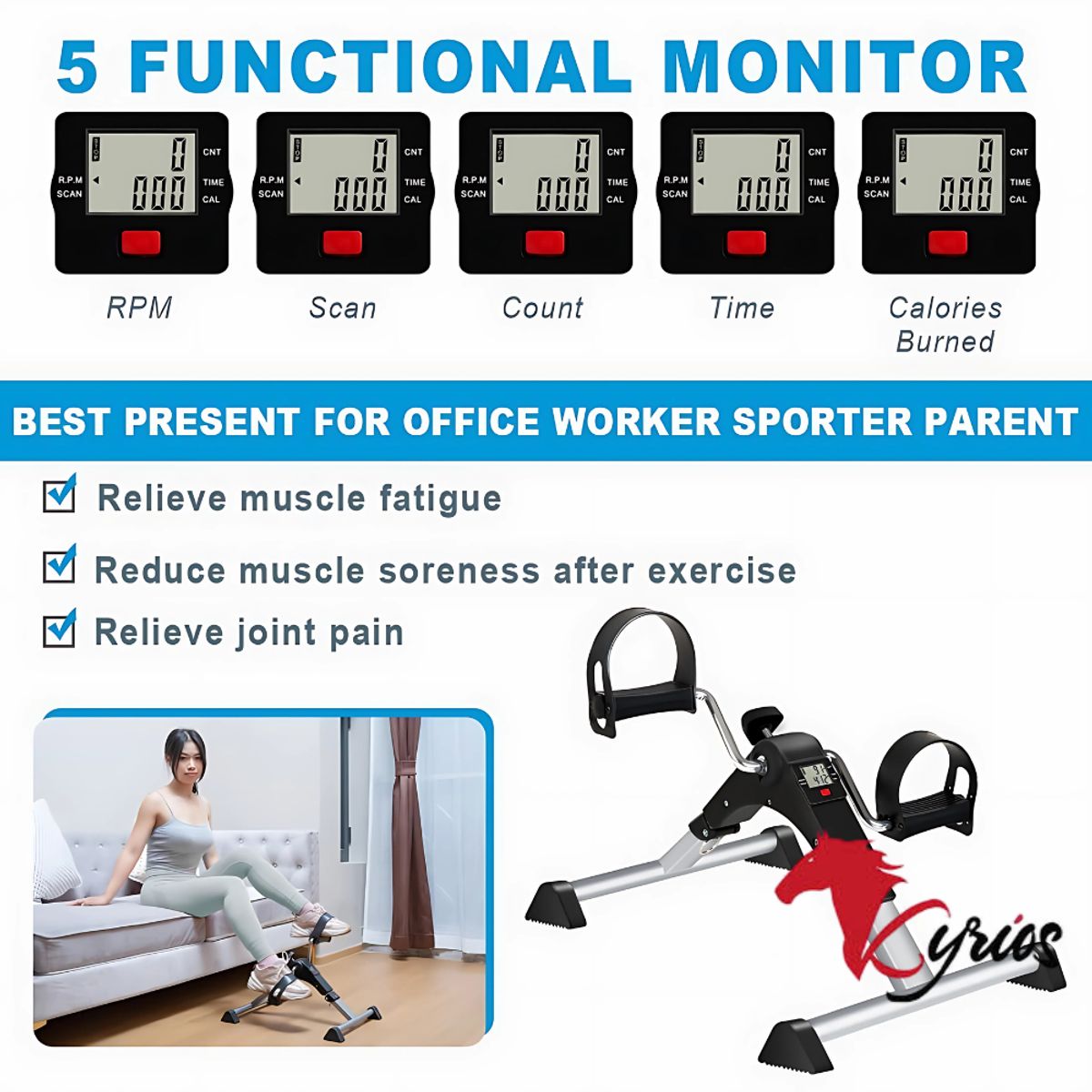 GENERICO - Pedal Para Entrenamiento 2 En 1 Con Monitor