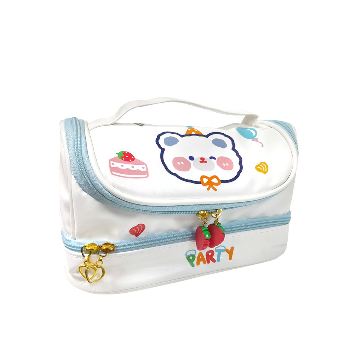 GENERICO - Cartuchera Neceser Doble Cierre White Blue