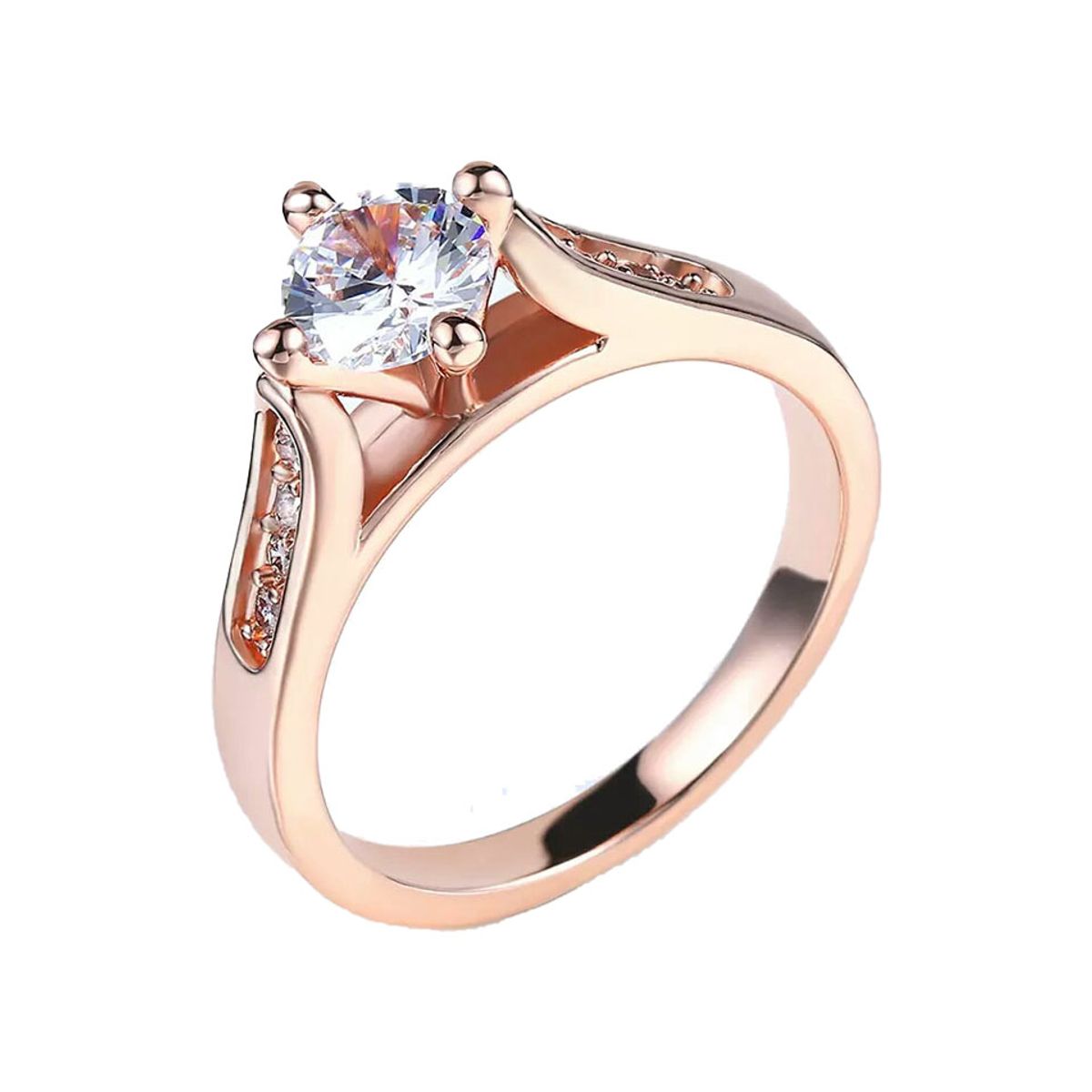 LA TIENDA 88 JOYAS Y ACCESORIOS - La Tienda 88 - Anillo De Compromiso Mujer Bañado en Oro de 18k. - Rosa