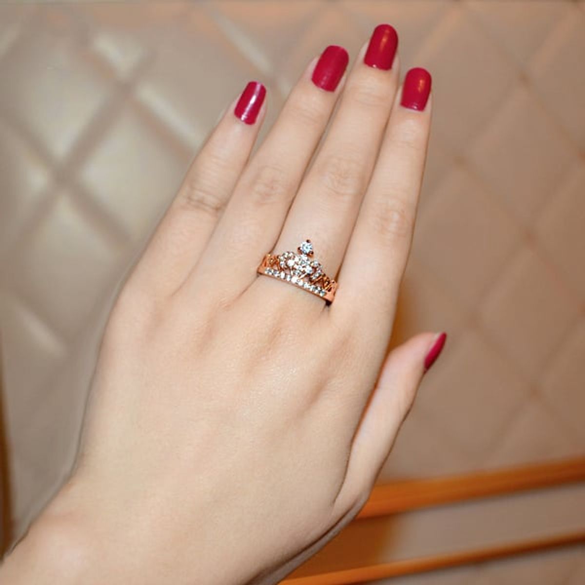 LA TIENDA 88 JOYAS Y ACCESORIOS - La Tienda 88 - Anillo Corona de Princesa Mujer Bañado Oro 18k - Rosa