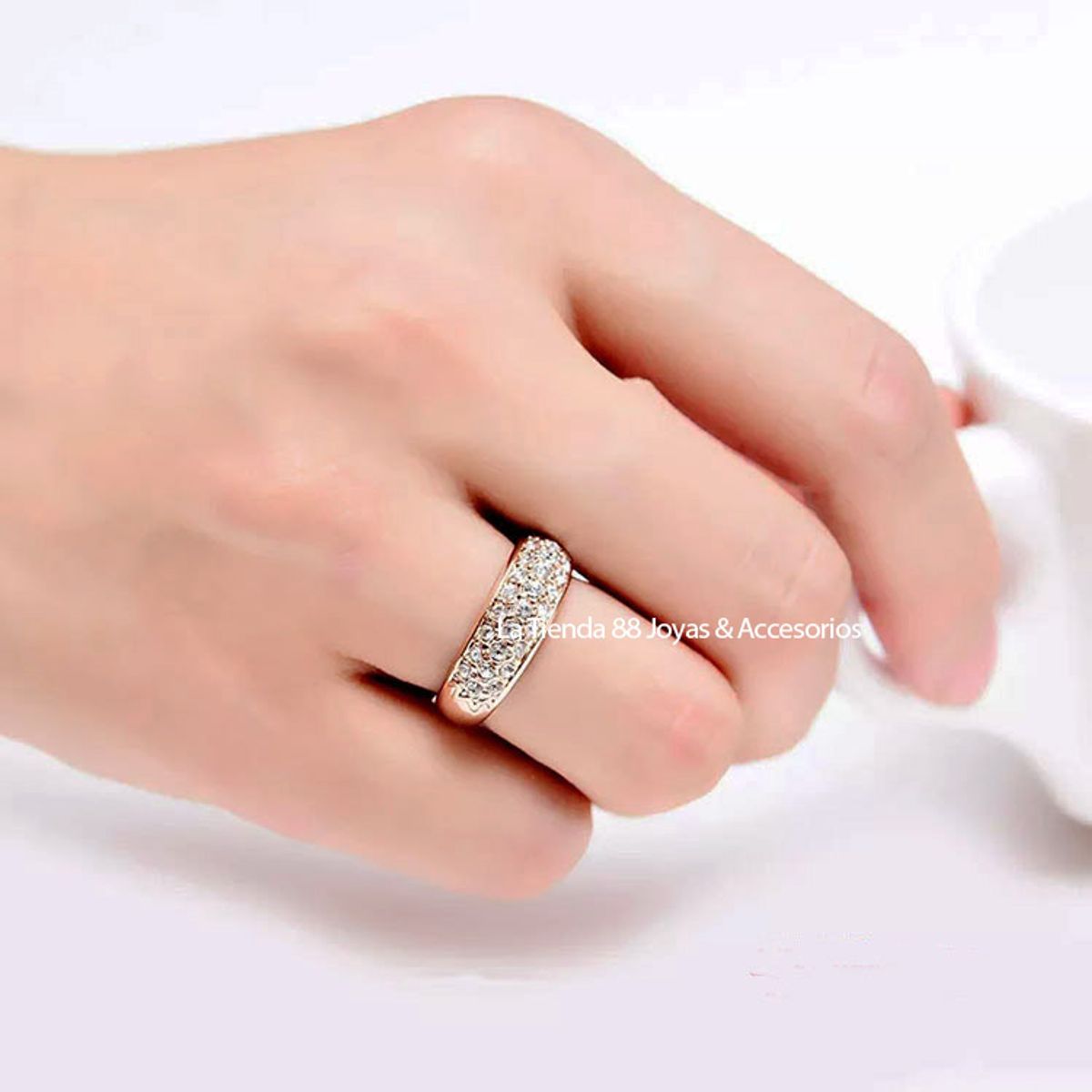 LA TIENDA 88 JOYAS Y ACCESORIOS - La Tienda 88 - Anillo De Compromiso Mujer Bañado en Oro de 18k - Rosa