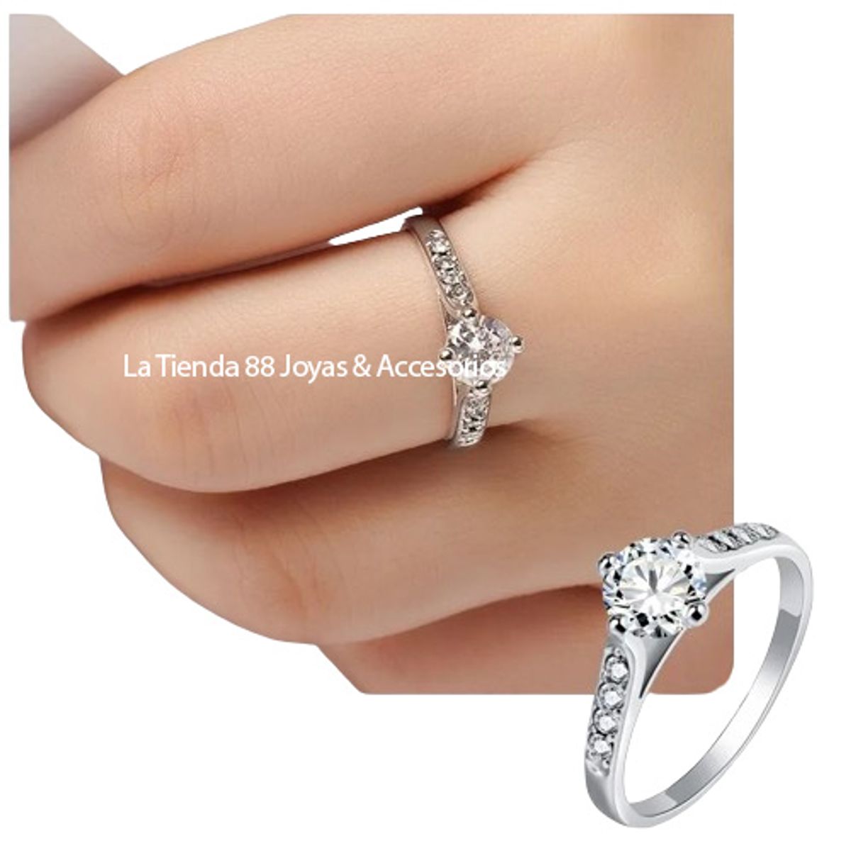 LA TIENDA 88 JOYAS Y ACCESORIOS - La Tienda 88 - Anillo De Compromiso Mujer Bañado Oro de 18k. - Rosa