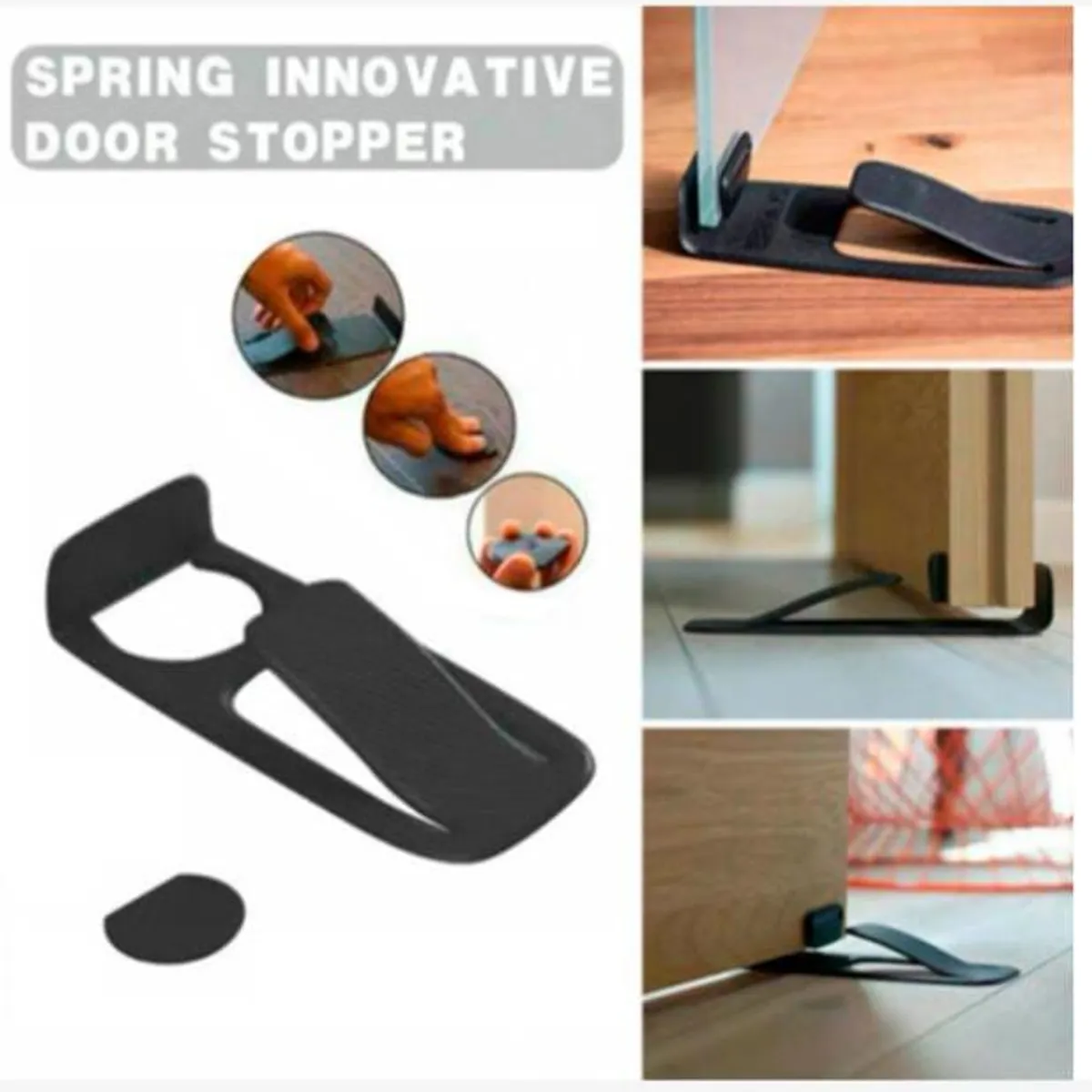 GENERICO - Pack 3 topes de puerta multifuncional tipo resorte